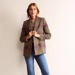 Double-Breasted Checked Coat